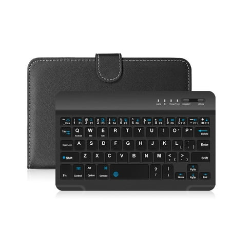 

ammoon Portable Wireless Keyboard for Mobile Phones Black PU Leather Keyboard Cover