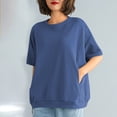 thumbnail image 4 of Zpanxa Womens Summer Tops, Women's Short-Sleeve Loose Shirt Blue M, 4 of 5