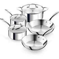 Gotham Steel 10 Pcs Stainless Steel Cookware Set, Pots and Pans Set Non Stick with Induction Cookware, Made Without Forever Chemicals, Metal Utensil Safe, Oven and Dishwasher Safe