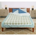 thumbnail image 4 of Dhaka International 100% Cotton Handmade Block Printed Bedspread | Lightweight Reversible Bed Cover for All Seasons - ( green - 60x90 " Single / Twin Size ), 4 of 4