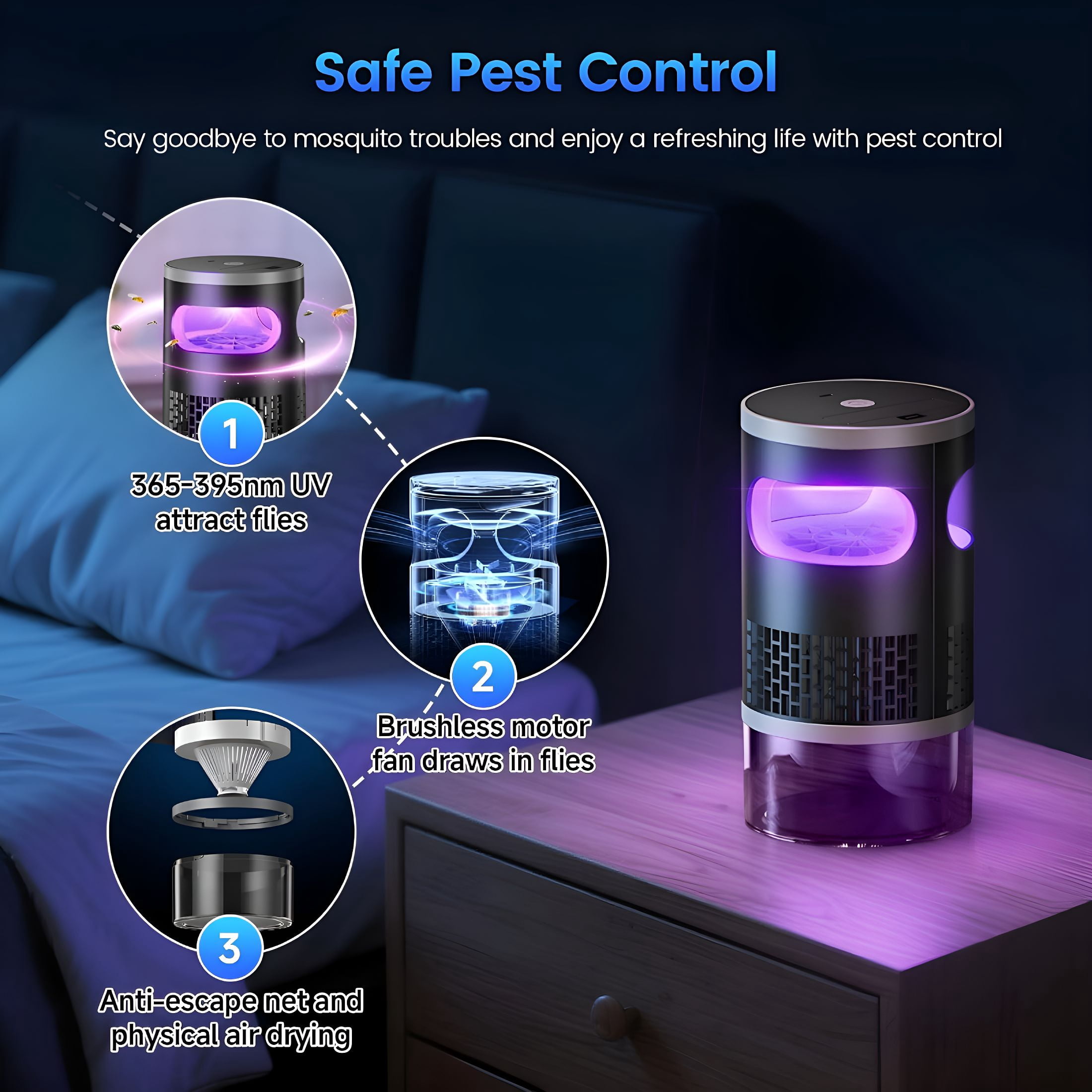 HIBIBUD Fruit Fly Trap Indoor Brushless Motor Gnat Traps for Indoor Gnats Killer,Powerful Suction Bug Insect Trap,Nat Trap Killer,Mosquito Catcher for Fruit Flies Gnats Nats Plants Moths Bug Insect
