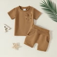 thumbnail image 2 of UAYOTSE Toddler Boys Summer Outfits Camouflage Print Short Sleeve T-Shirt and Elastic Shorts for 2 Piece Outdoor Clothes Set baby boy clothes(2-3 Years,Coffee), 2 of 9