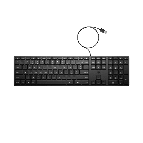 HP Smart 320K USB Wired Keyboard Full-Size, Sleek Design – L96909-001