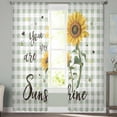 thumbnail image 3 of Sunflowers Farmhouse Semi Sheer Curtains 96 Inch Length 2 Panels Set, Sage Green Plaid Pastoral Rustic Sheer Kitchen Curtain Privacy Voile Window Curtain for Living Room Bedroom Rod Pocket Drapes, 3 of 7