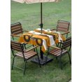 thumbnail image 4 of Outdoor Tablecloth with Umbrella Hole for Patio/Picnic/Party/Camping, Yellow Truck Waterproof Table Cloth Square Cover Washable, Brown Striped Farmhouse Art (54"x 54"), 4 of 8