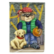 Carolines Treasures APH0856GF Teddy Bear and his Lab Flag Garden Size  Small multicolor