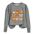 thumbnail image 2 of CLOISE Halloween Sweatshirts for Women Funny Pumpkin Print Pullover Sweatshirts Fall Long Sleeve Round Neck Hoodies Shirts Tunic Tees Festival Gift Clothes Gray XL Treat, 2 of 3