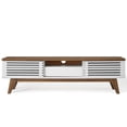 thumbnail image 6 of Media TV Stand Console Table, Wood, Brown Walnut White, Modern Contemporary Urban Design, Living Lounge Room Hotel Lobby Hospitality, 6 of 10