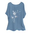 thumbnail image 2 of Fiudx Ofertas y Liquidaciones Blusas Superiores de Manga Corta con Cuello Redondo y Estampado I de Algodón y Lino para Mujer a La Moda, 2 of 4