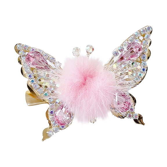 Fdelink a Hairpin Flying Butterfly Hairpin Sparkly Butterfly Hair Clips Women Cute Alloy Flying Butterfly Hairpin Clips Moving Rhinestone Hair Pin Girls Shiny Hair Clips Barrette Pink