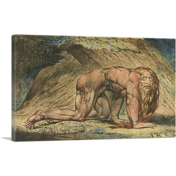 ARTCANVAS Nebuchadnezzar Canvas Art Print by William Blake - Size: 60" x 40" (1.50" Deep) (3-Piece)