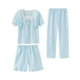 thumbnail image 2 of Girls Summer Solid Color Pajamas Home Casual Comfortable Soft Three Piece Set for 3-16 Years, 2 of 6