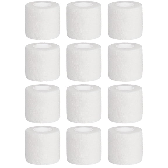 12 Rolls White Self Adherent Bandage Wrap - 2" x 5 Yards - Breathable & Elastic - Ideal for Sports, Wrist, Ankle, Tattoos - Vet Tape - Adhesive Bandage for Long-lasting Support