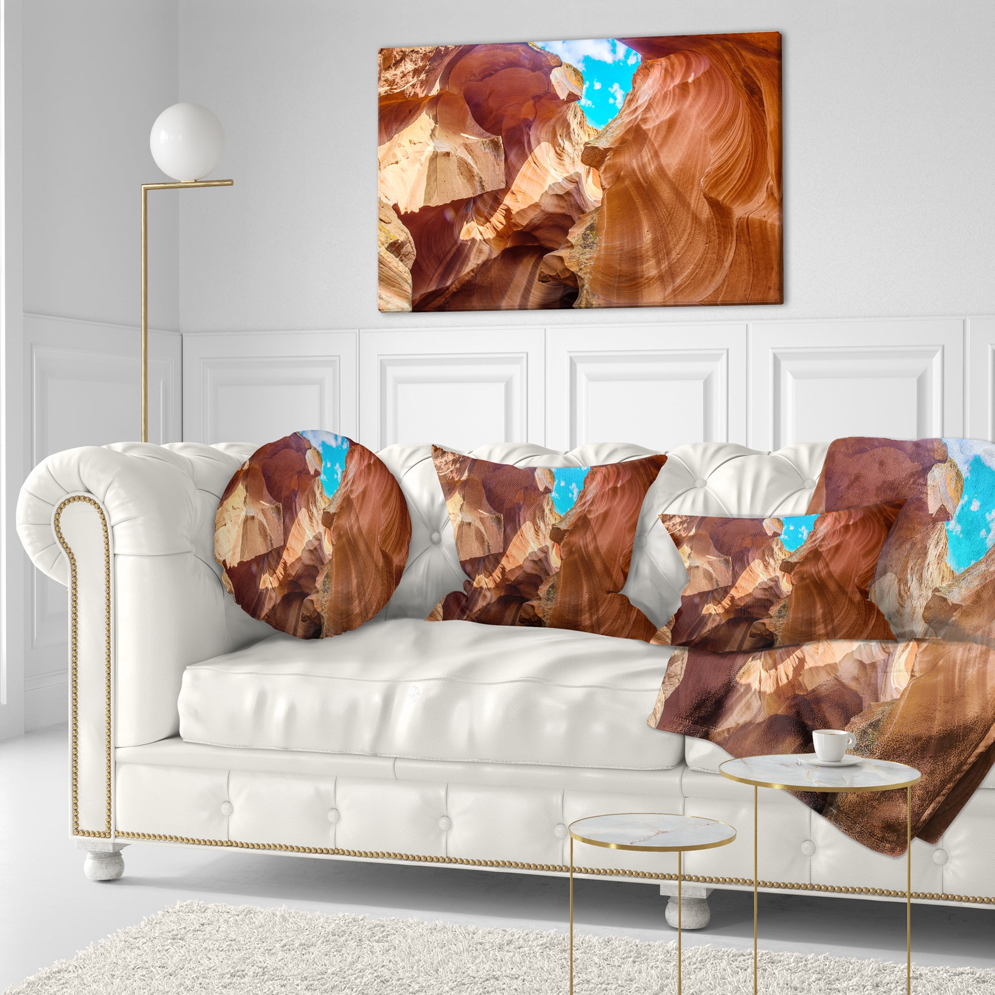 Designart Sky from Antelope Canyon - Landscape Photo Throw Pillow - 12x20