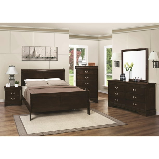 Classic Louis Philippe Bedroom Furniture 4pc Set Eastern King Size