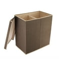 thumbnail image 3 of Villacera Two-Sided Folding Hamper – CanvasLaundry Basket with Lid, Brown, 3 of 8