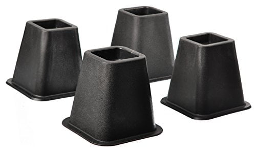 Bed Risers Black Set Of 4 Plastic 5.25 Inches 
