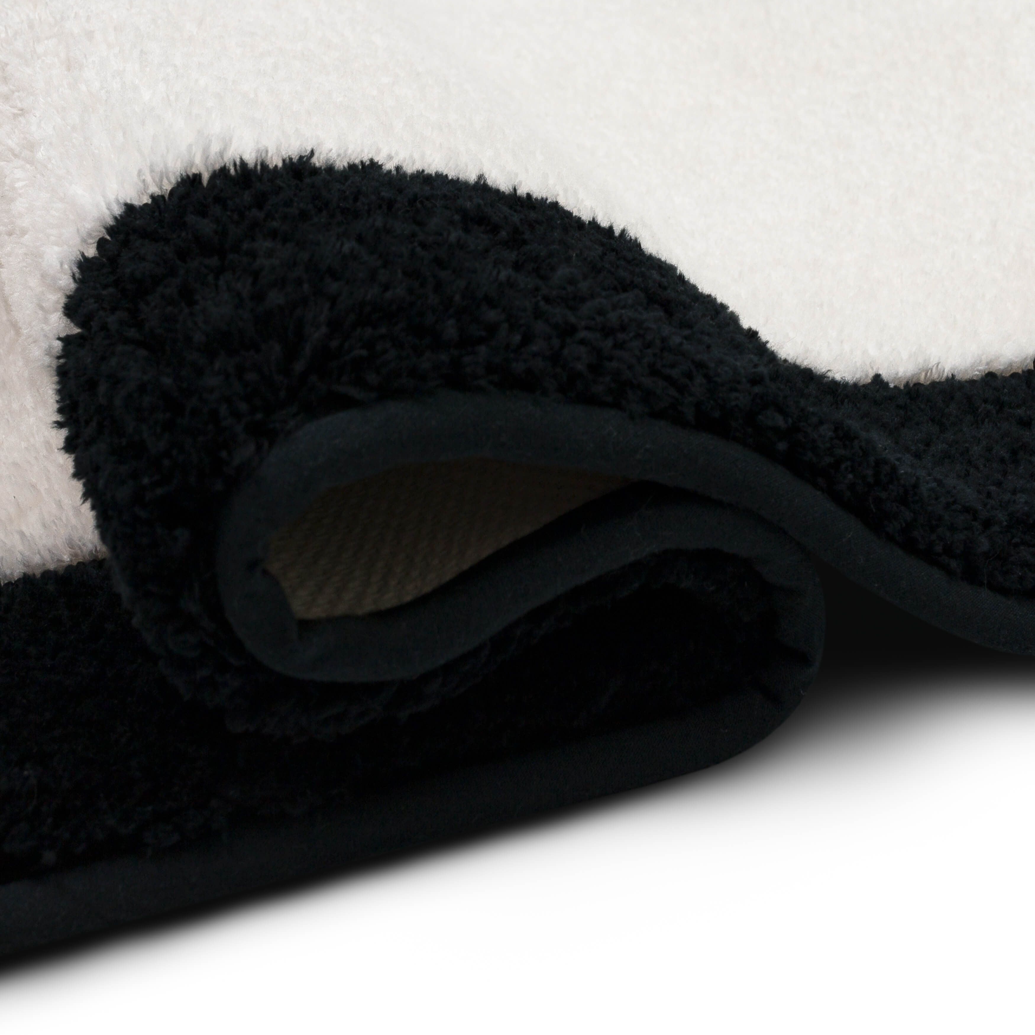 Mohawk Counterpoint Bath Mat Soft Absorbent Quick Dry Machine Washable Non-Slip Bathroom Mat, Black/White, 20" x 34"