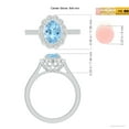 thumbnail image 3 of ANGARA Natural Vintage Style 1 ct Aquamarine & Diamond Scalloped Halo Ring in 14K White Gold for Women (Size-8x6mm) | March Birthstone, Anniversary, Jewelry Gift for Women | Natural Aquamarine Ring, 3 of 7