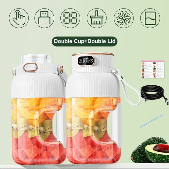 XYKA Clearance 2024 New Multifunctional Portable Juicer Cup Digital Display 40.6 oz Large Capacity 150W Power 2400mAh Rechargeable USB Portable Smoothie Blender Detachable Easy Clean Stainless Steel
