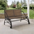 thumbnail image 2 of Weston Home Bastrop Walnut Finish Black Metal Outdoor Convertible Table/Bench, 2 of 12