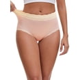 thumbnail image 4 of DARING DIVA Women's High Waisted Lace Trim Briefs Full Coverage Panties L Pink, 4 of 6