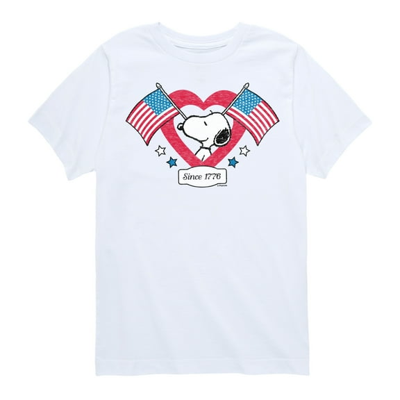 Peanuts - Snoopy Since 1776 Flag Heart - Toddler & Youth Short Sleeve Graphic T-Shirt