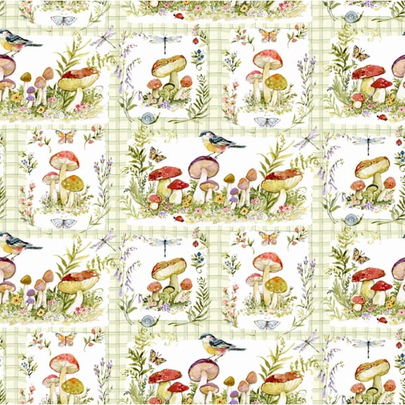 Springs Creative Susan Winget Intriguing Mushrooms Patch Cotton Fabric By the Yard