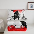 thumbnail image 5 of Homewish Vintage Samurai Landscape Queen Comforter Set,Red Plum Blossom Comforter Sets Queen,Light Gray Reversible,3 Pieces,1 Comforter and 2 Pillowcases, 5 of 7