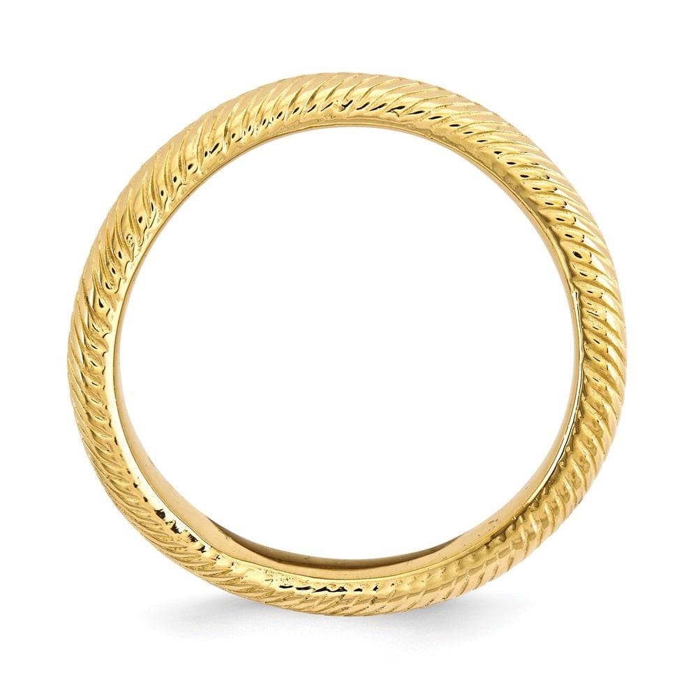 3.25mm Sterling Silver Stackable Polished Gold-FlashedWave Ring - 3.5 Grams - Size 7