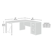 Sauder Dixon City® 66W L-Shaped Computer Desk With Drawers, Brushed Oak™/Pebble White™
