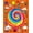 Orange, Pattern 1, variant on ODIKA 5'x7' Machine Washable Non-Slip Area Rug, Dynamic Alphabet Featuring Stylized Letters and Colorful Waves High Traffic Rug, Red, 693529