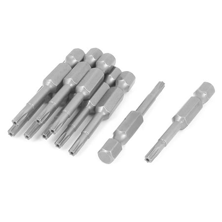 10 Pcs 1/4" Hex Shank 50mm Long T15 Magnetic Torx Security Screwdriver Bits Set