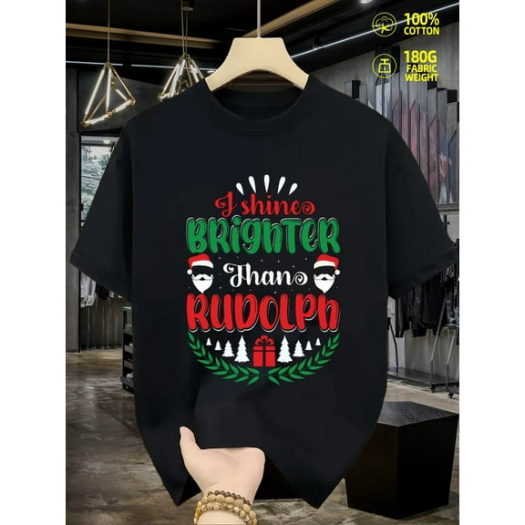 Rudolph Christmas T-Shirt cotton tshirts graphic t shirts men graphic elegant retro black All-season fitness top, stylish and sporty look, durable activewear Everyday and weekend wear Unique designs