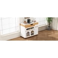 thumbnail image 3 of TREXM Extendable Dining Table - Kitchen Island with Storage & Rollers (Natural/Creamy White), 3 of 8