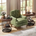 thumbnail image 2 of 19.69'' X 24.8'' Round End Table 2-Tier Storage Shelf Faux Marble Top Arc-Shaped Frame Accent Table Nightstand Rustic Brown And Black 2-Piece Set For Living Room Bedroom, 2 of 10