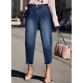 thumbnail image 2 of Jeans elegantes, holgados, cintura alta, novio, azul marino, para mujer, 2 of 9
