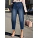 thumbnail image 2 of Jeans elegantes, holgados, cintura alta, novio, azul marino, para mujer, 2 of 9