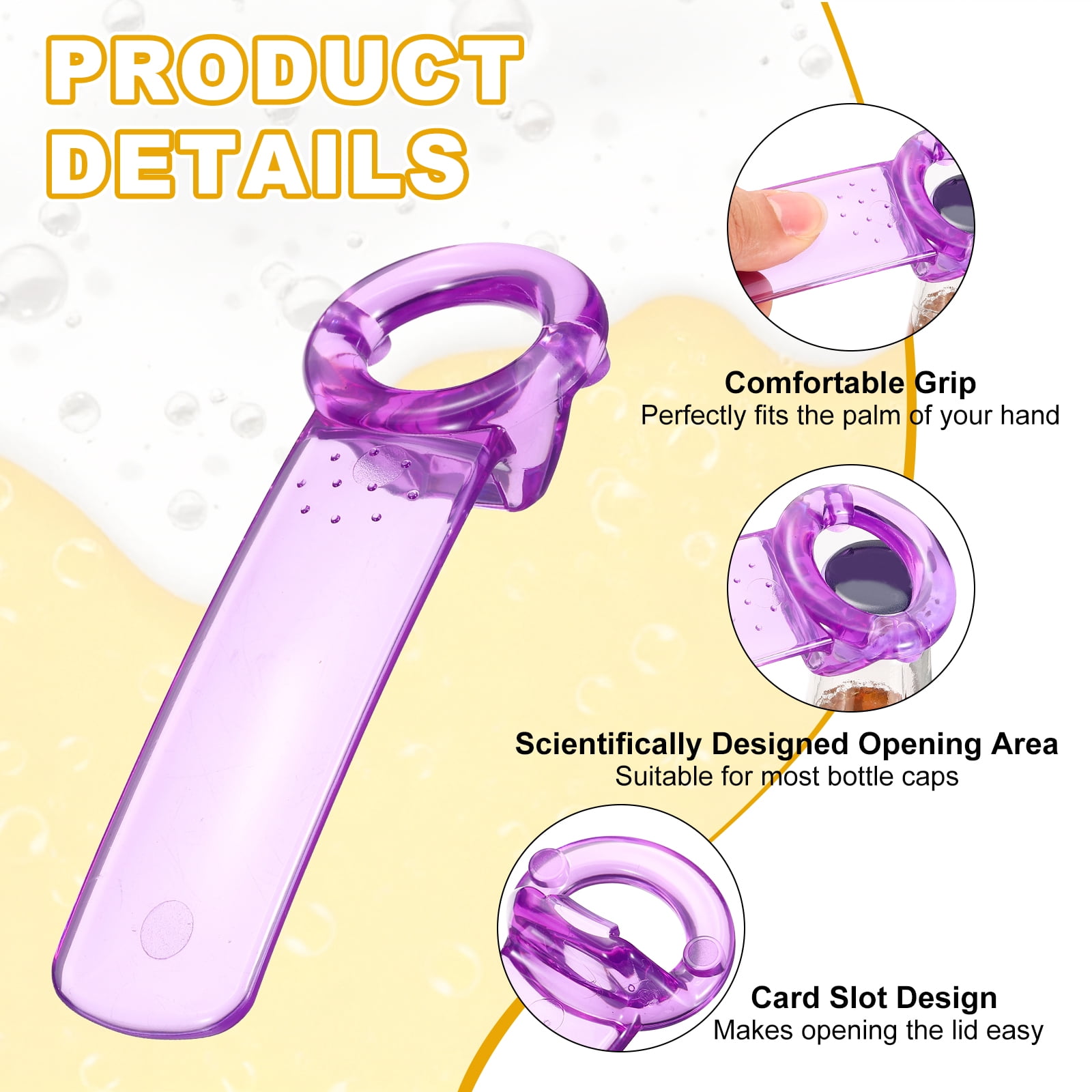 Uxcell 12 Pcs Jar Key Lid Opener, Plastic Jar Lid Opener Easy Grip Multifunctional Durable Can Open Tool for Elderly Seniors Women Weak Hands Easy-use by Anyone, Transparent Purple