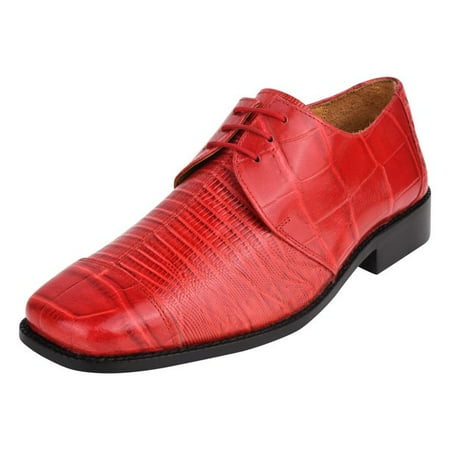 

LIBERTYZENO Mens Genuine Leather Male Oxford Style Lace Up Dress Shoes Red 9.5
