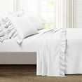 thumbnail image 1 of Ruffle Bed Sheet Set 6 Piece - 30 Inch Deep Pocket - 400 Thread Count - 100% Egyptian Cotton - Super Comfy, Extra Soft and Luxury - White Solid, Full XXL Size., 1 of 6