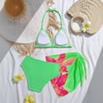 thumbnail image 3 of Ymyiu Girls Bikini Girls Swimsuit Double Strap High Waist Sporty Bikini Swimsuits Swim Cover Up Skirt 3 Piece Set Size 7-8 Years (Green,7-8 Years), 3 of 4