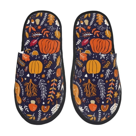 Balery Whimsical Autumn Forest Slient Indoor Furry Fleece Comfort House Shoes Soft Non-Slip Home Shoes Cotton slippers House Slippers-- Medium
