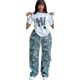 thumbnail image 4 of Conjunto de 2 piezas para mujer, ropa africana Dashiki, nueva moda de verano y otoño, top de manga corta y pantalón, traje de fiesta para mujer, conjuntos a juego, 4 of 5