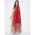 thumbnail image 3 of eloria Woman's Indian Ethnic Chunni, Silk blend Embroidered Maroon Dupatta, Stole, Scarf Shawl Wrap, 3 of 4