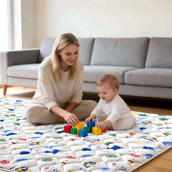VIVIDVIBEBEARPAS Premium 71"x59" Extra Soft Foam Crawling &Baby Play Mat - Non-Slip, Machine Washable for Infant Toddler Floor Activity and Tummy Time