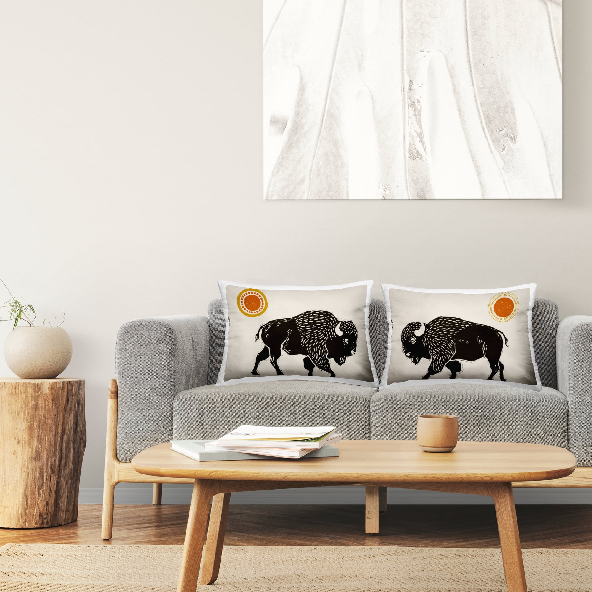 Stupell Industries Bison & Sun Nature 2 Piece Decorative Printed Throw Pillow Set, 14 x 20