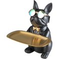 thumbnail image 1 of Vinbcorw Cool Bulldog Escultura Estatua Francesa con Bandeja de Acero Inoxidable Estatua Decoración de Mesa Moda Textiles para el hogar Almacenamiento de Escritorio multifunción Negro B, 1 of 7