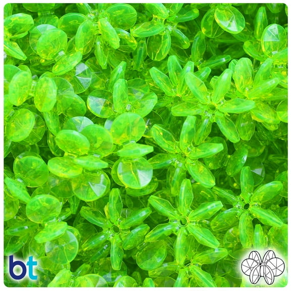 BeadTin Lime Roe Transparent 18mm SunBurst Craft Beads (135pcs)