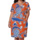 thumbnail image 3 of Vestido holgado con bolsillos en naranja y azul Gator Toile para mujer, ropa de fiesta, vestidos de mujer, 3 of 7